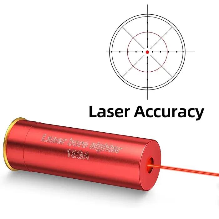 Laser de visée rouge 12GA pour canon de fusil, cartouche de visée rouge calibre 12, sans batterie, pour la calibrage de fusils de chasse