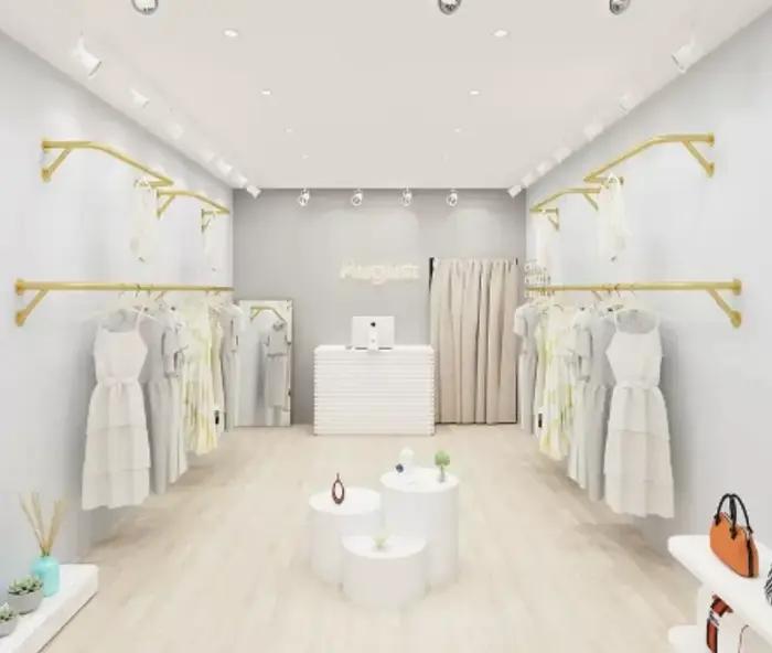 Présentoir de magasin de vêtements suspendu au mur