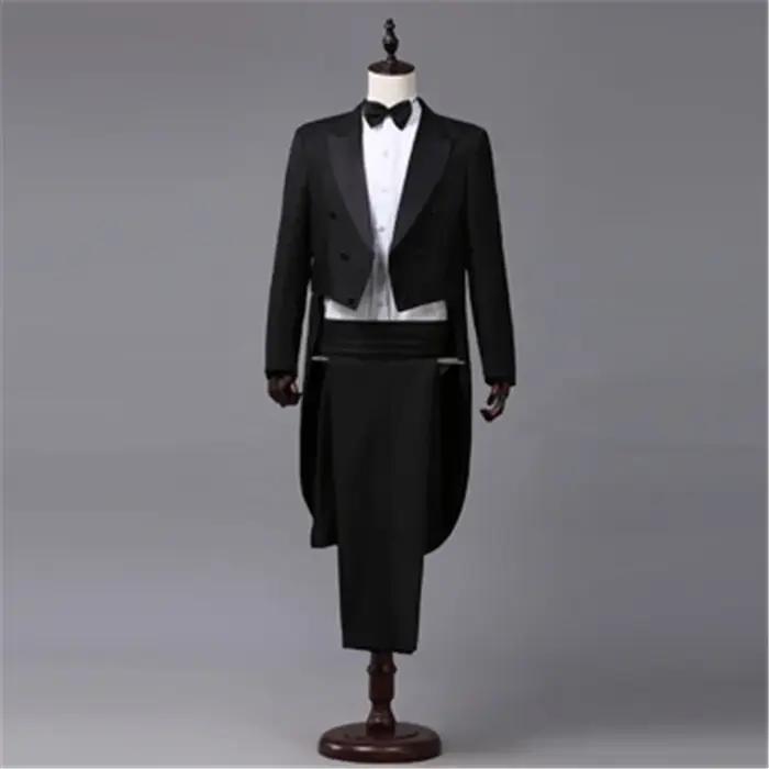 Veste de costume classique pour homme, style moderne blanc et noir, avec queue-de-pie, pour chanteur