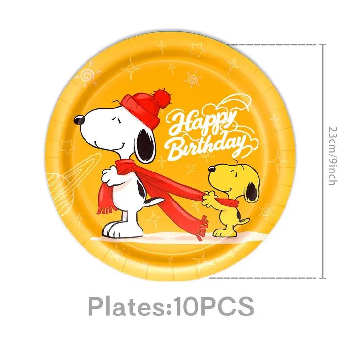 Décoration d'anniversaire Snoopyed en papier pour chien, vaisselle jetable, nappe, assiettes, tasses, serviettes, fournitures de fête pour enfants, occasions spéciales