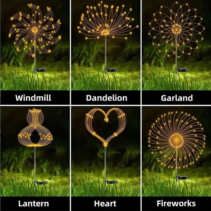 Feu d'artifice solaire LED d'extérieur, décoration de jardin, lumières féeriques, étanche, pissenlit