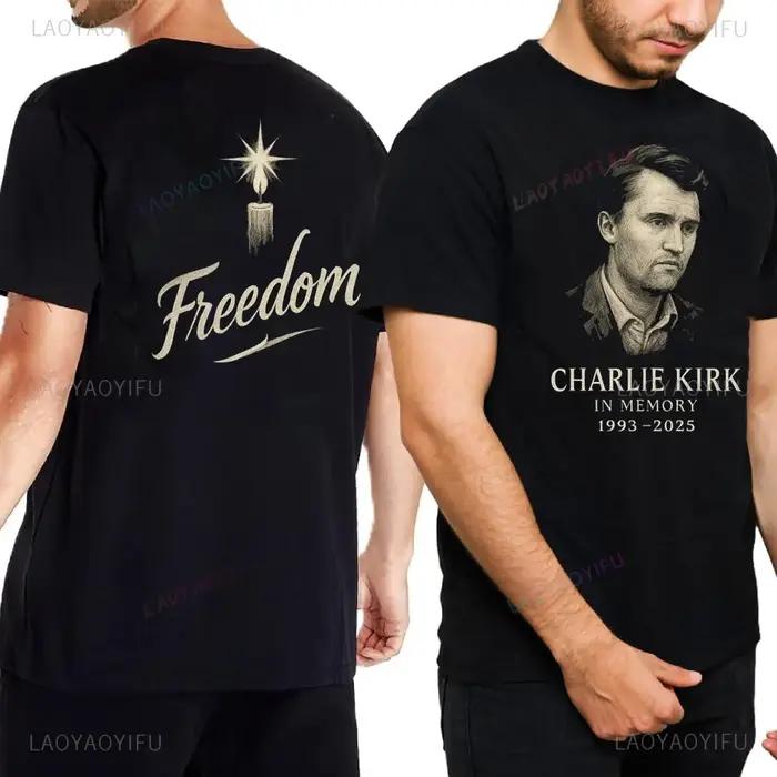 Charlie Kirk liberté mémorial t-shirt Harajuku graphique t-shirts hommes vêtements 2025-9-10 PRAY. PROTEST. PROTÉGER. Charlie Kirk