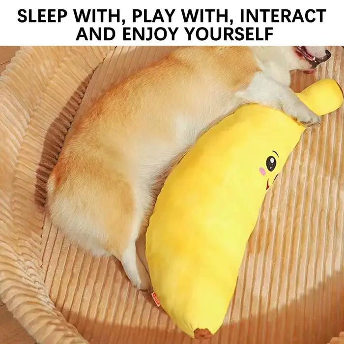 Animaux de compagnie calmant banana en peluche jouet squeaky 2 in 1 anxiété ennui relief chien mâcher des jouets doux