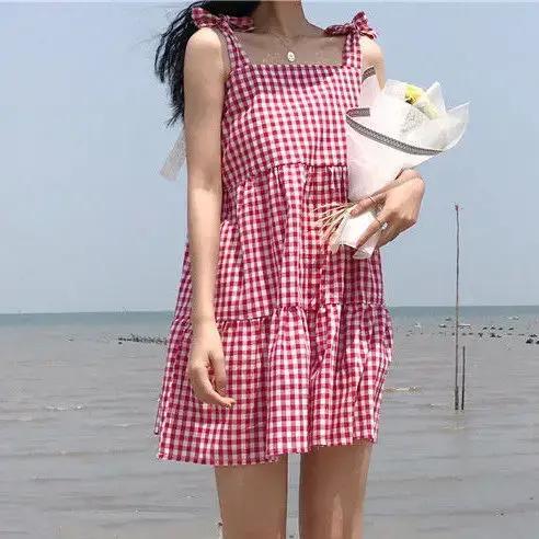 Robe à carreaux en fibre pour femmes