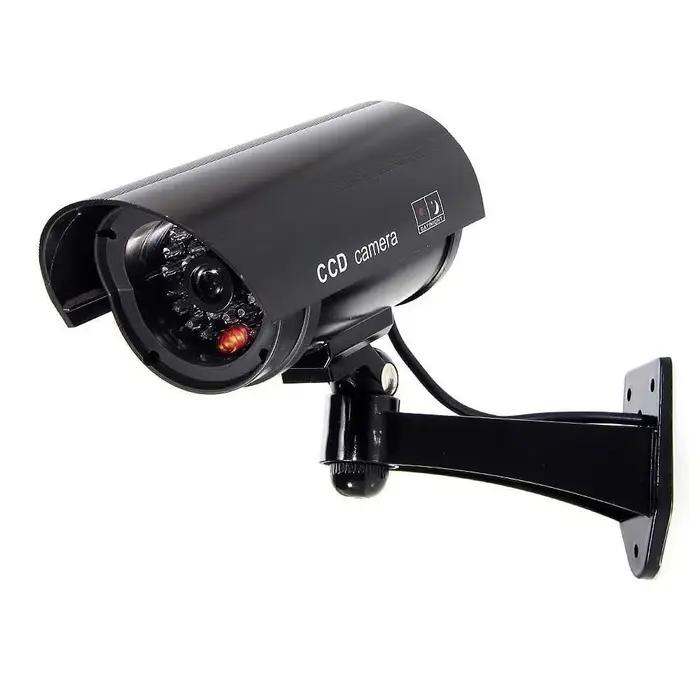 Caméra de sécurité factice avec lumières rouges clignotantes et autocollant d'avertissement pour intérieur et extérieur protection maison entreprise magasin occasion spéciale