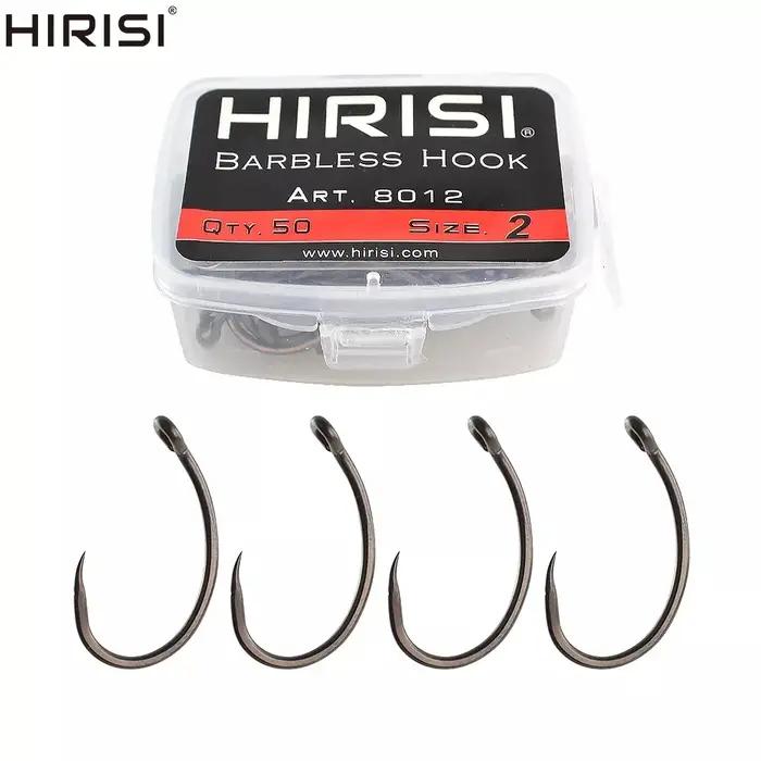 Hirisi 50 pièces Crochets de pêche en acier inoxydable, revêtement à haute teneur en carbone, engins