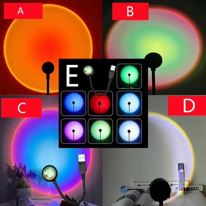 RnnTuu Led USB coucher de soleil lampe projecteur décor à la maison veilleuse Portable lumière d'amb