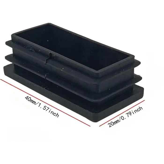 Couvercle de meubles noir rectangulaire, 20mm × 40mm, embout de pied de chaise, bouchons de tuyau de