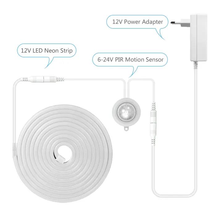 Bande lumineuse LED avec capteur de mouvement PIR sans fil, 12V, pour bricolage, cuisine, rétro-écla