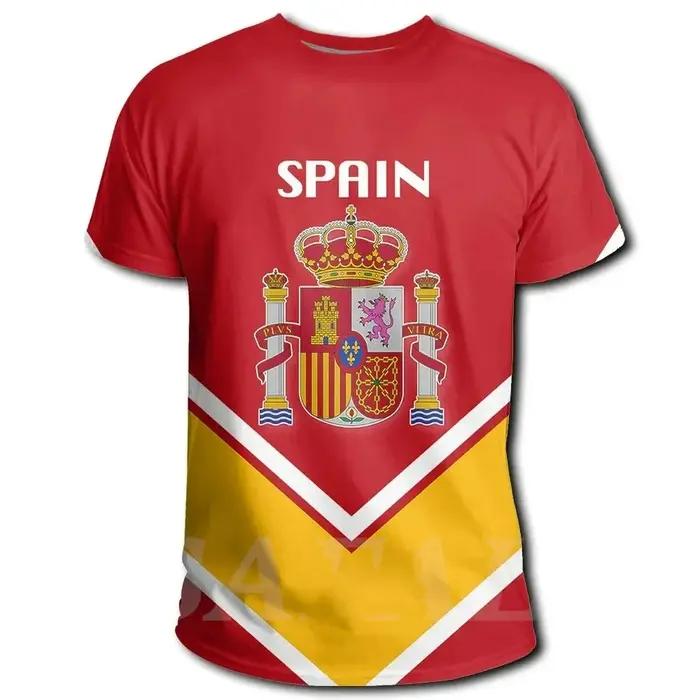 Espagne drapeau blason T-shirt homme impression 3D hommes femmes à manches courtes