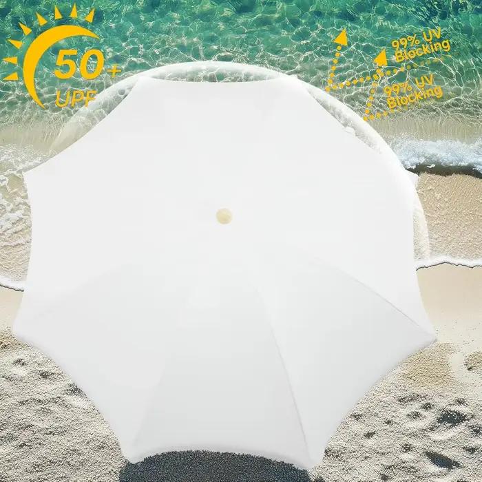 Parasol Bohème de 6,5 pieds avec franges, protection UPF50+, design inclinable pour la plage et les