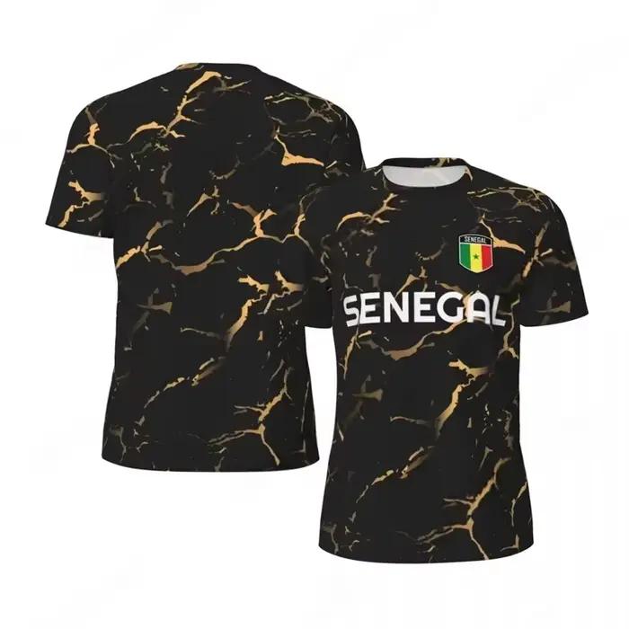 Maillot de football à manches courtes pour hommes, avec motif du drapeau du Sénégal, séchage rapide, respirant, léger, pour les passionnés adultes