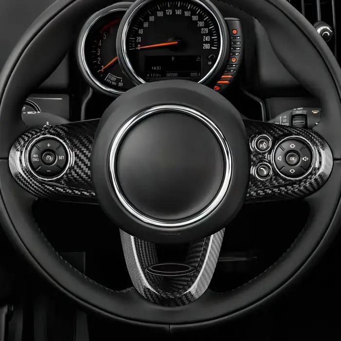Couverture d'airbag de volant en Fiber de carbone véritable, autocollant intérieur de voiture pour M