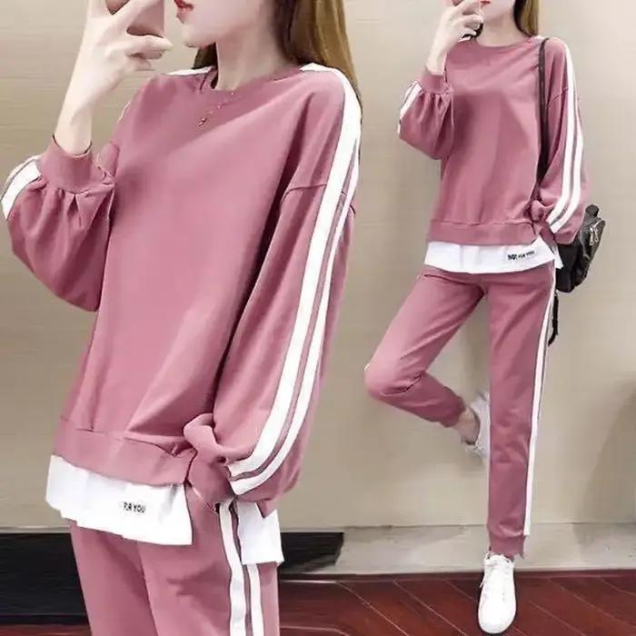 Ensemble de vêtements de sport pour femmes grandes tailles, sweat-shirt décontracté ample, ensemble deux pièces, mode printemps-automne élégante pour les femmes rondes M-Sisters