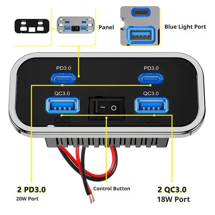 Chargeur USB 4 ports pour voiture