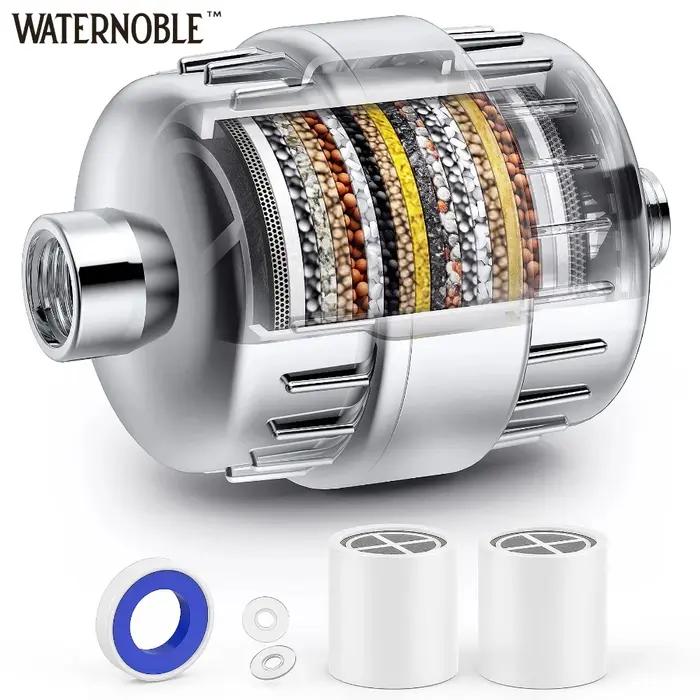 Filtre de douche Waternoble en ABS 20 étapes adoucisseur d'eau dure avec cartouches remplaçables pour peau sèche et sensible occasions spéciales