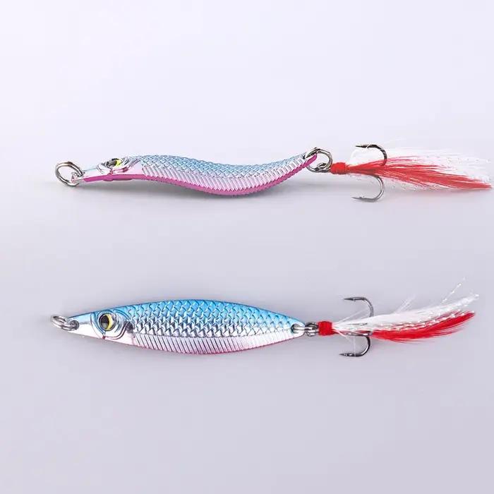 1 pièces 3D 42-70mm 5-30g cuillère de pêche leurre crochet unique artificiel métal dur appât truite