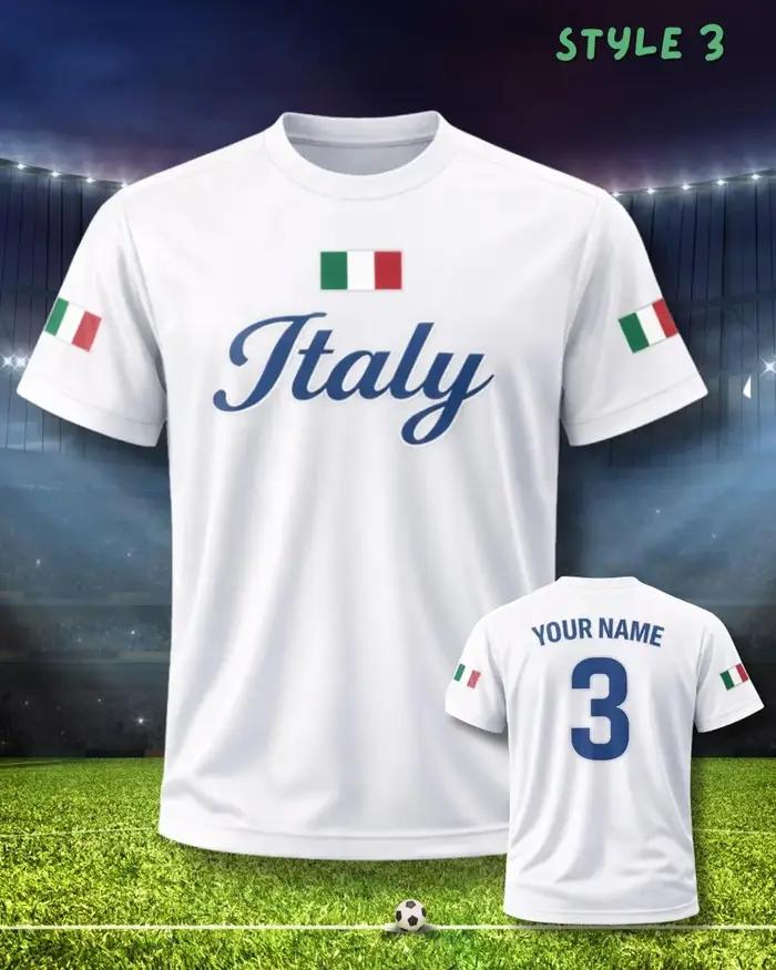 Maillot de football drapeau italien personnalisé avec nom et numéro, t-shirt à manches courtes pour