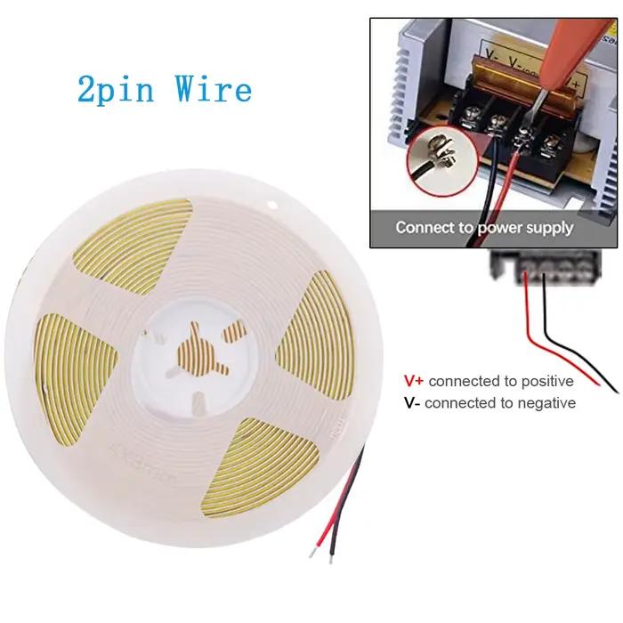 Bande lumineuse LED COB Ultra fine, 3mm, 5mm, 12V, 24V, 8MM, avec prise DC/2 broches, éclairage liné