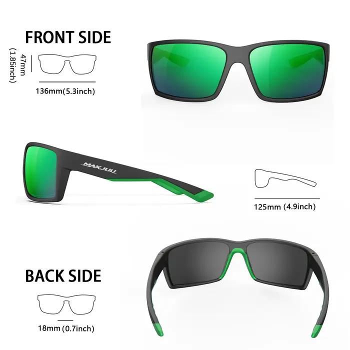 MAXJULI Lunettes de soleil polarisantes rectangulaires d'extérieur pour hommes et femmes, lunettes d