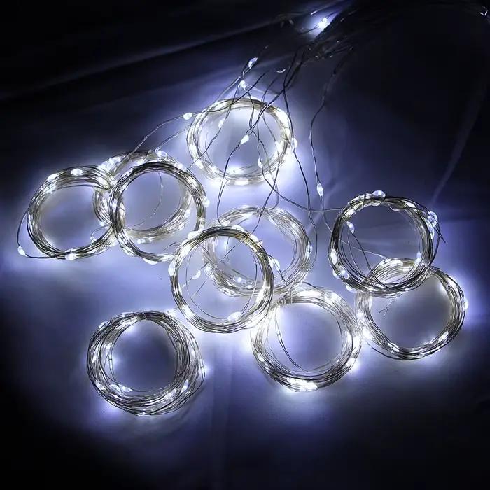 Lumières dégradées de rideau de LED, batterie USB, 62 guirlandes lumineuses, guirxiété de Noël, fête