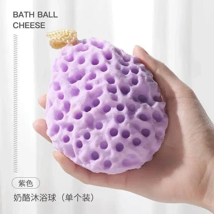 Boule éponge de douche en maille douce brosse en Nylon pour bébé motif pois nettoyant pour le corps gommage exfoliant bain pour enfants 1 à 3 ans