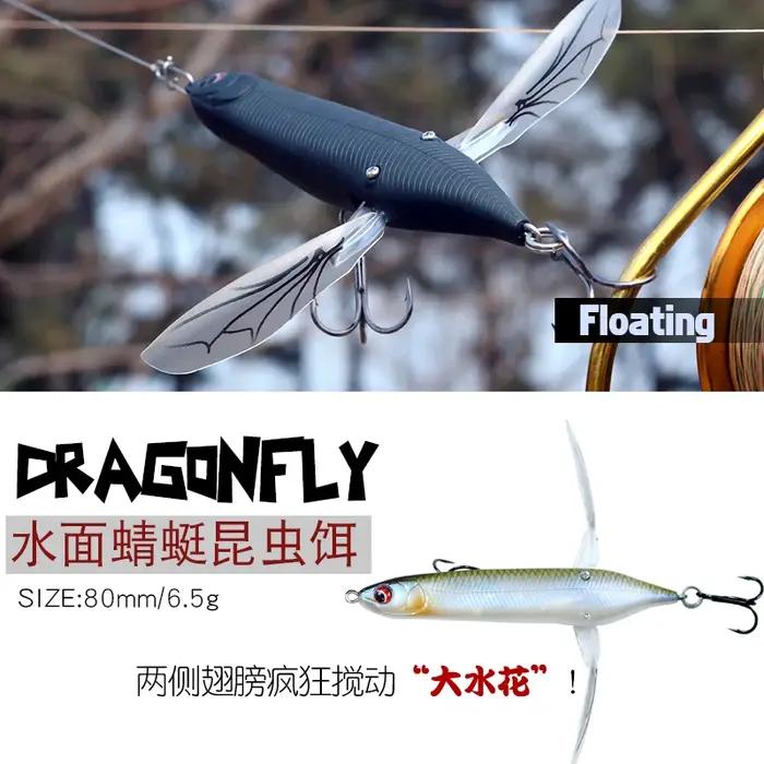 Appât libellule Topwater 80mm 6.5g, appât artificiel Popper crayon Stickbait pour poisson bar