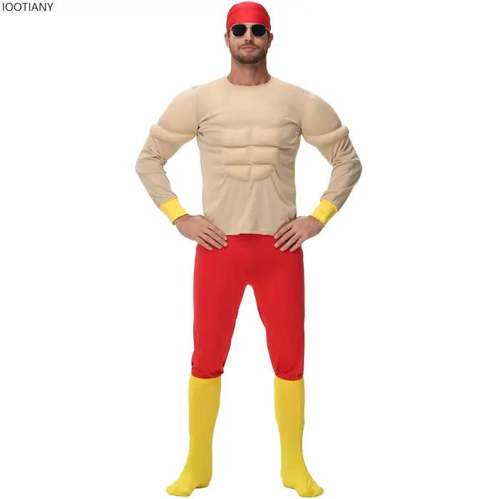 Lutteur Hulk Hogan Costume adulte Macho Super Muscle Costume drôle Halloween fête de vacances scène Muscle homme jeu de rôle Costume nouveau