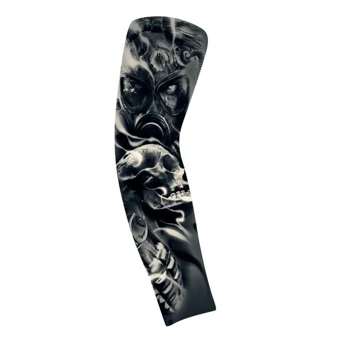Manchon de bras à motif floral, effet tatouage, respirant, élastique, protection solaire UV, en soie
