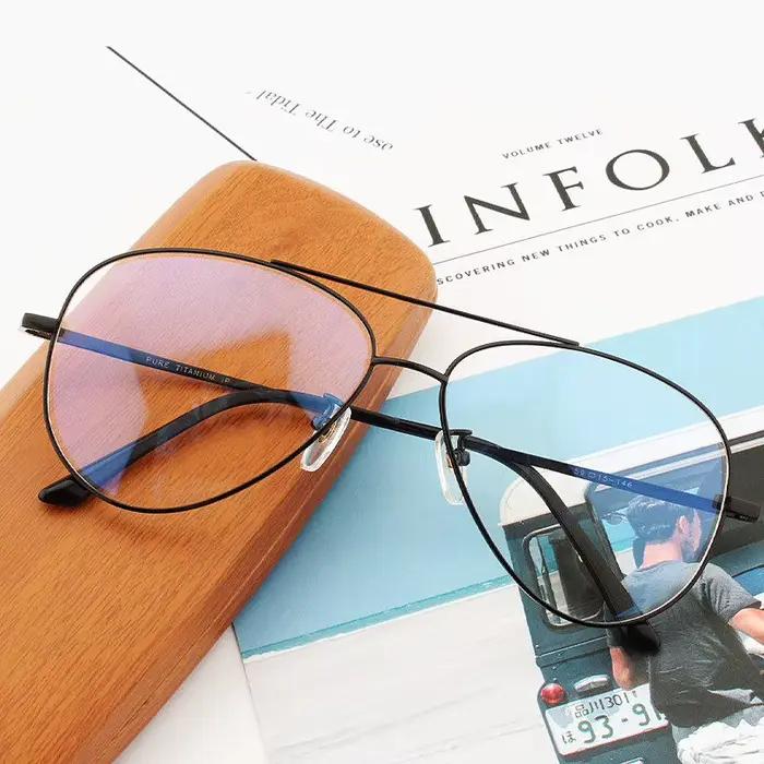 Monture optique en titane pur Prescription hommes lunettes de pilote lunettes de soleil Spectacle gr