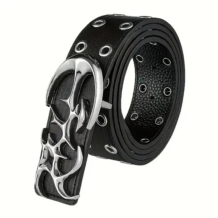Ceinture Punk en cuir PU ajouré Y2K pour hommes et femmes, accessoire tendance pour cadeaux, ceintur