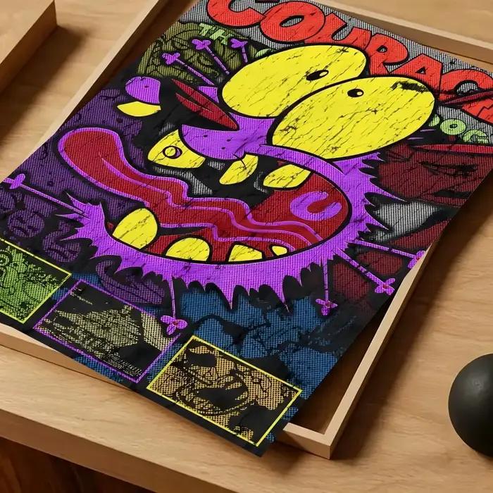 Affiche autocollante en papier imperméable, motif Anime C-Couragee the Cowardly Dog, décoration murale pour café, Bar, salle