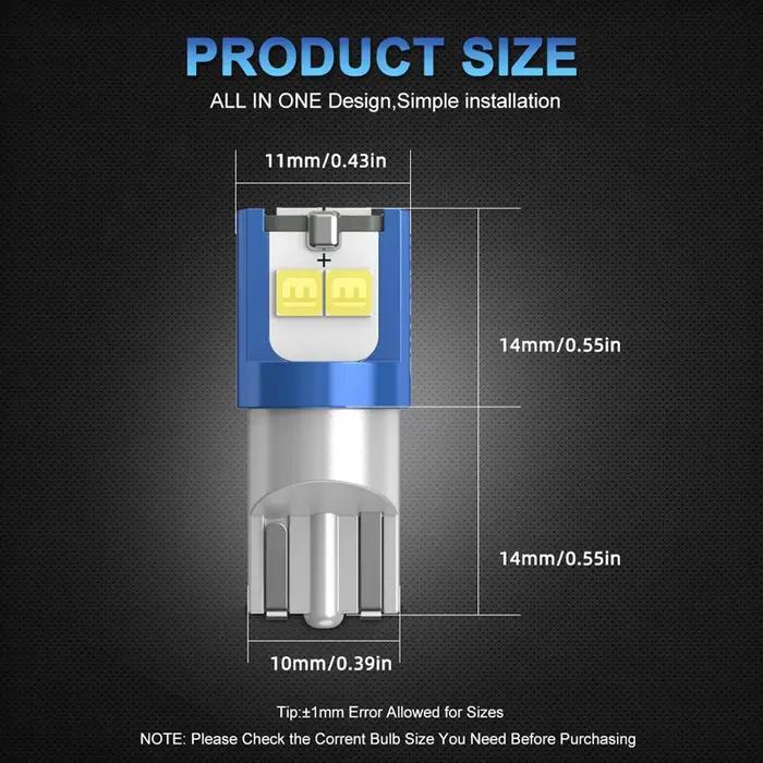 Ampoule LED W5W 10x19 194 168 T10 3030 DRL, marqueur latéral pour voiture, largeur de stationnement,