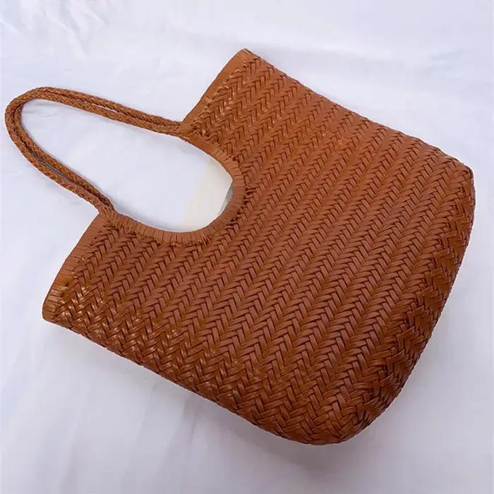 Sac à provisions en cuir de vachette fait à la main pour dames