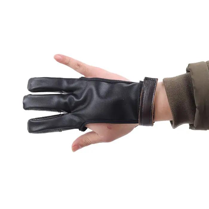 Gant de protection archerie 3 doigts coupés - Cuir PU antidérapant, enfilage rapide pour chasse