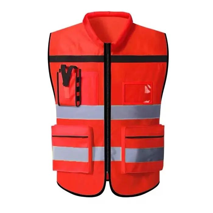 Gilet de travail robuste avec fermeture éclair et poches pour hommes et femmes, polyester tricoté, pour construction et mines, uniforme d'ingénieur ou de volontaire, cadeau professionnel pour homme ou femme
