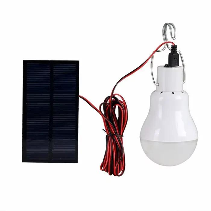 Ampoule solaire à LED avec crochet, lampe solaire d'extérieur, lampe de camping étanche, ampoule à é