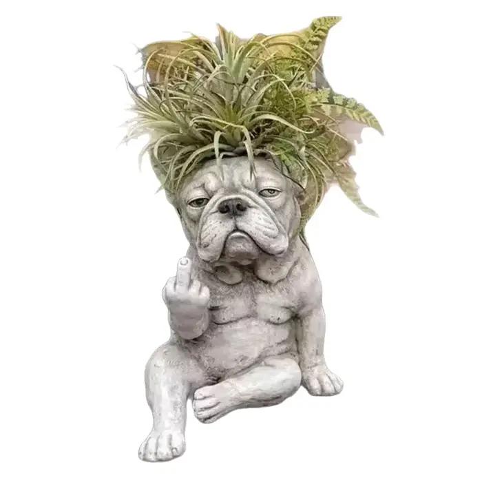 Pot de fleurs en forme de chien en résine pour plantes grasses et petits arbustes intérieurs et extérieurs décoration occasionnelle et cadeau humoristique