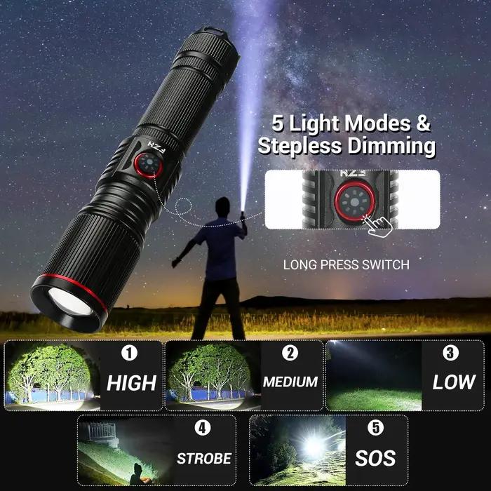 Lampe de poche Laser blanche LED puissante, batterie 18650 ou 21700, lampe torche Zoom en alliage d'