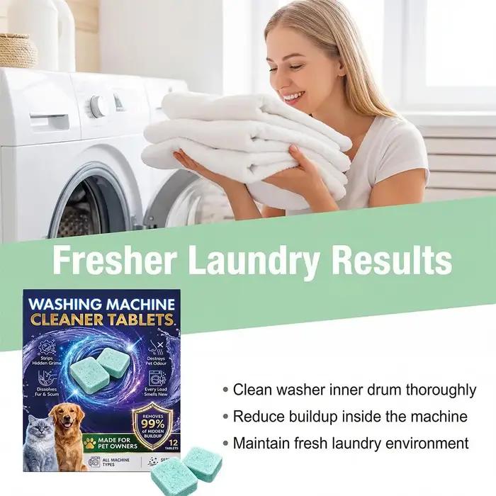 Nettoyant pour lave-linge éliminant poils d'animaux et odeurs tenaces, pour buanderie fraîche et propre, parfum apple, compatible avec tous les types de machines à laver, usage mensuel, cadeau idéal pour propriétaires d'animaux de compagnie