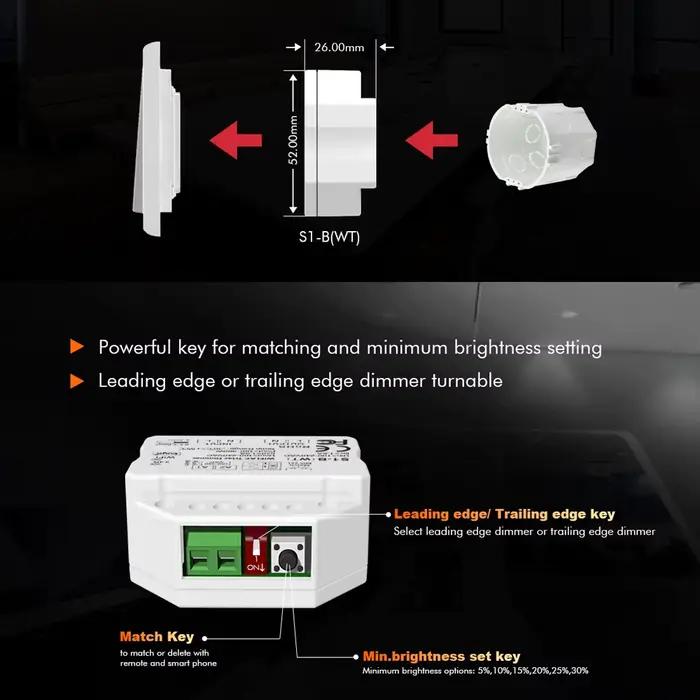 Tuya Smart Life WiFi RF AC Triac variateur LED de contrôle interrupteur poussoir 110V 220V 230V télé