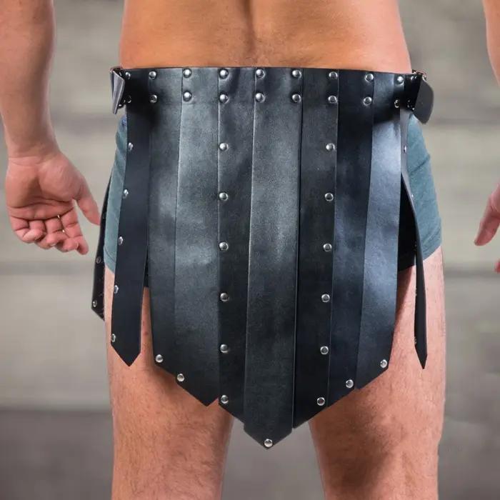 Costume de gladiateur gothique pour hommes, jupe de gladiateur romain avec harnais, harnais en cuir
