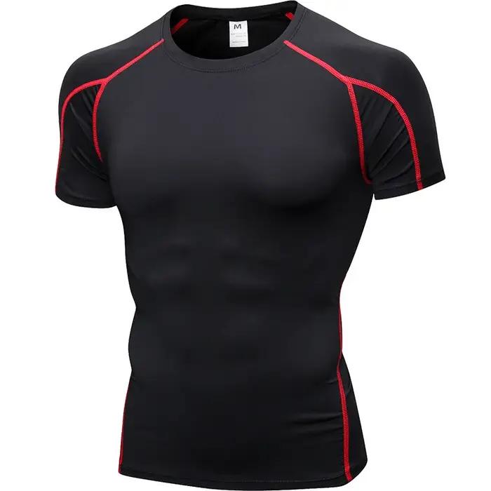 Chemise de Sport élastique pour hommes, chemise de course, Fitness, entraînement, séchage rapide, co