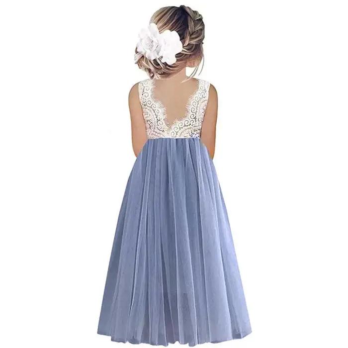 Robe princesse de fête en dentelle pour filles