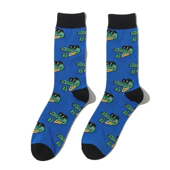 Chaussettes longues originales motifs animaux poissons perroquets requins - Style cartoon streetwear