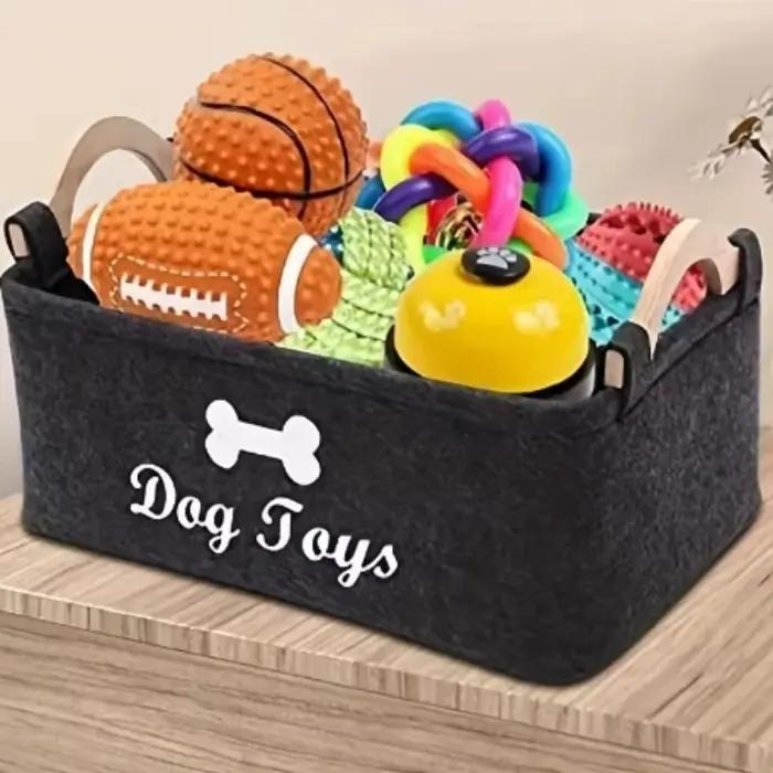 Boîte de rangement pour jouets d'animaux en feutre durable avec poignées en bois pour chiens et chats occasions spéciales-decoration-interieur-fournitures-toilettage-gift