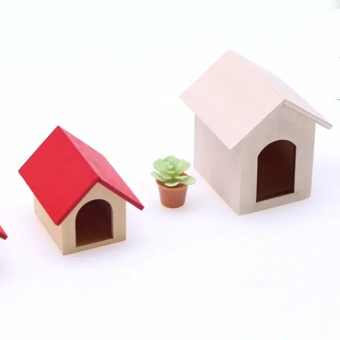 Mini chenil pour chien en bois 1:12 pour maison de poupée