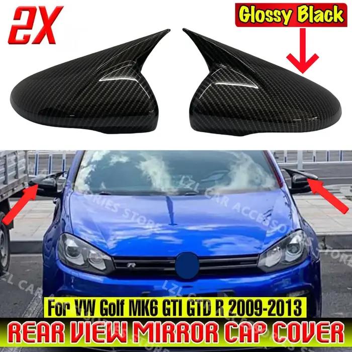 2 couvercles de rétroviseur latéral aspect carbone, pour VW, Volkswagen Golf 6 MK6 GTI GTD 2009 – 20
