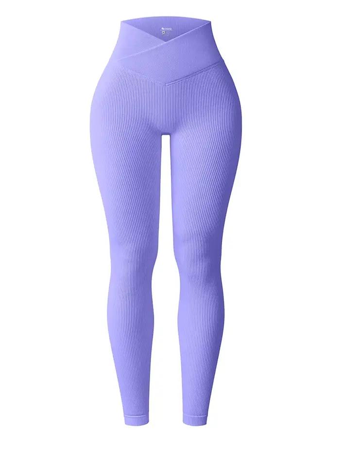 Leggings en nylon et élasthanne pour femmes, taille élastique, sans couture, pour yoga et activités sportives