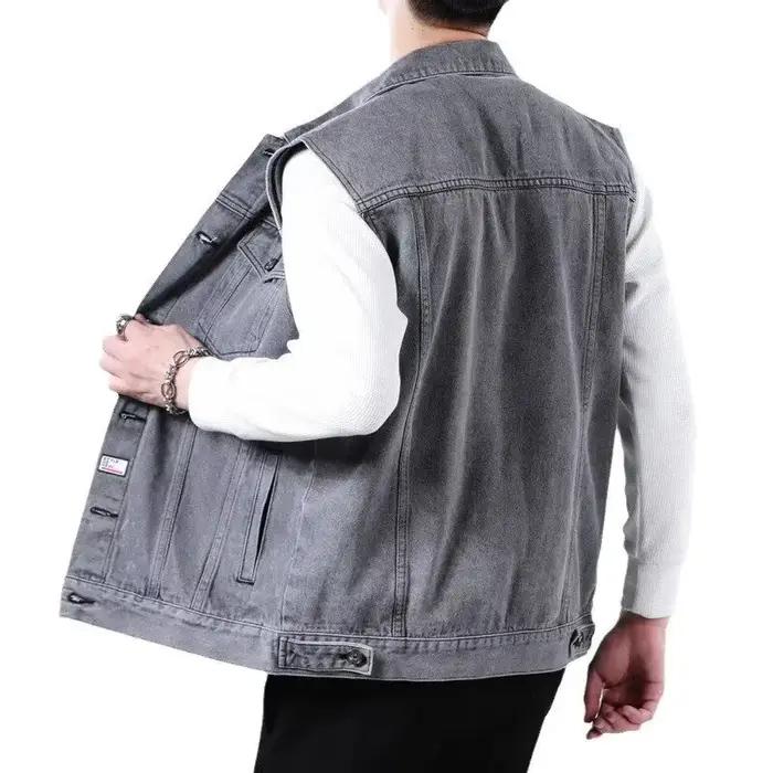 Gilet en jean rétro haut de gamme, revers sans manches pour hommes, gilet, gilet, gilet, gilet, gile